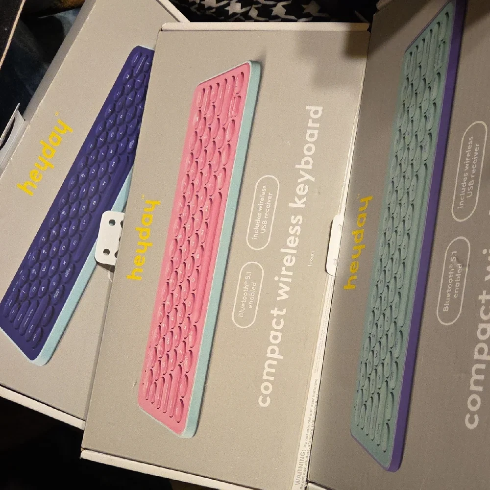Heyday Wireless Keyboards in Blue, Pink, and Green. Price For Each One.